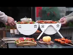 석탄 BBQ 그릴 트롤리 흡연자 바비큐 그릴 사이드 테이블 S/M/XL