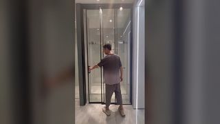 GRH 한 줄의 미니멀리스트 매우 좁은 가장자리 2개의 연결 매트 검정색 유리 격리 슬라이딩 도어 k