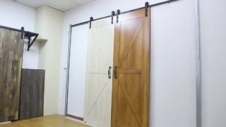 J자형 헛간 도어 서스펜션 레일 하드웨어 액세서리 세트, 슬라이딩 슬라이딩 슬라이딩 도어, 사일런트 가이드