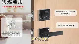 아연 합금 핸들 잠금 장치 3 바 핸들 미국식 미니멀리스트 욕실 잠금 장치 침실 도어 잠금 장치 핸들 b