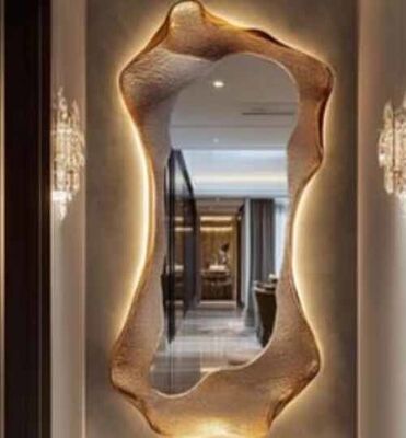 Luxury Irregular Framed Glass Mirror Set Wall Decor Designs for Home with Elegant Frame