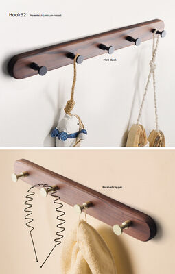 GRH Wholesale Wood Aluminum 1/4/5/6/8 Hooks Clothes and for Coat Hook Towel Coat Hanging Wall Hook