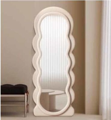 고급 홈 장식 대형 물결 모양 불규칙 빅 스탠딩 거울 벽 전신 거울 전신 플로어 거울