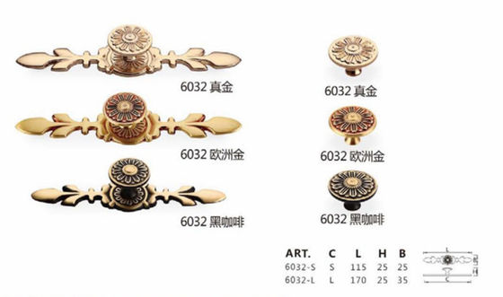 내각을 위한 호화스러운 현대 금관 악기 망치로 칠한 부엌 기계설비 손잡이